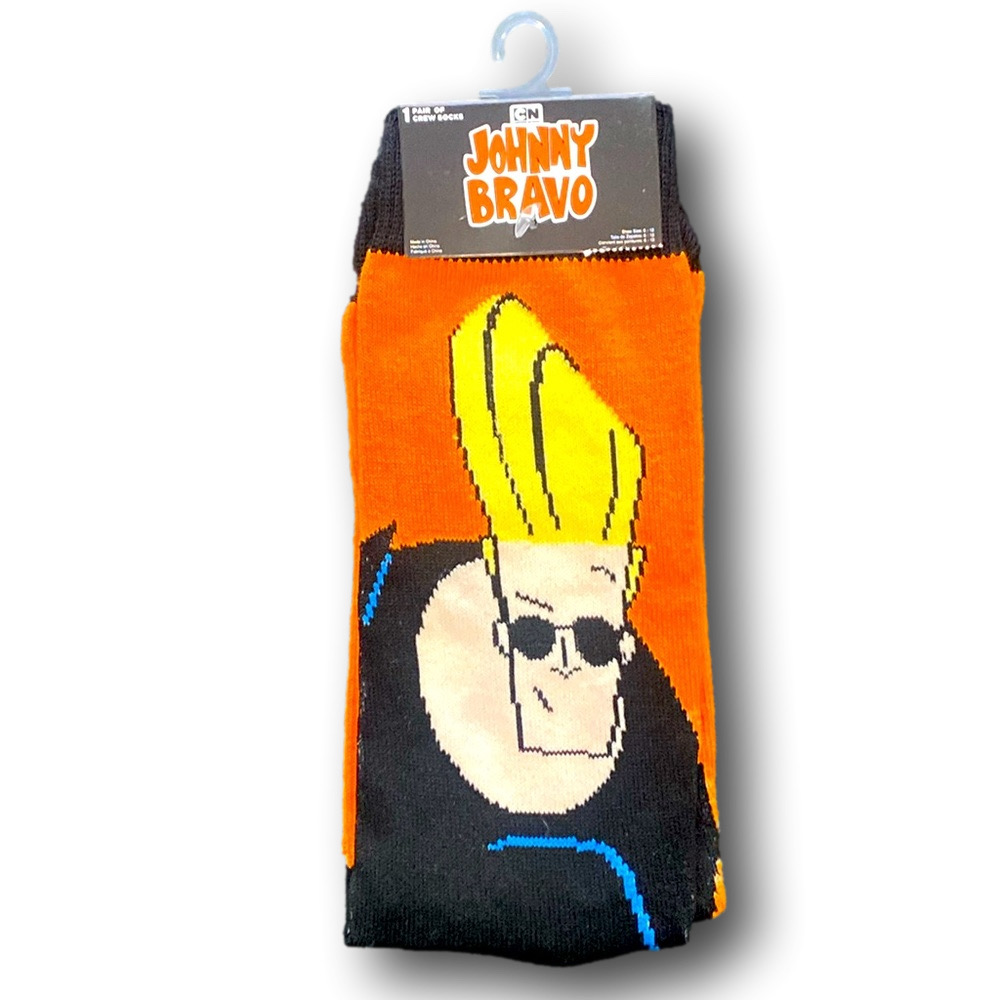 3/$20 Johnny Bravo Cartoon Network Funny Novelty Crew Socks - NWT